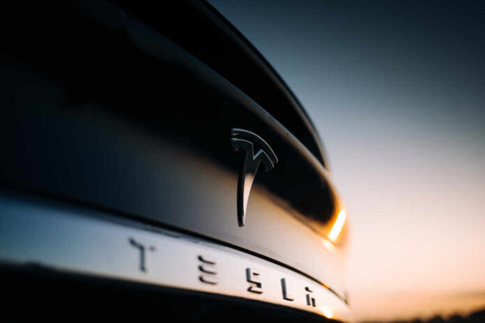 Riga,,Lv,-,Aug,27,,2019:,Tesla,Logo,At,The