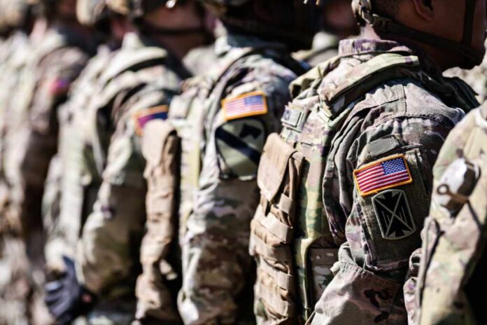 United,States,Army.,Close,Up,Photo,With,The,Flag,Of