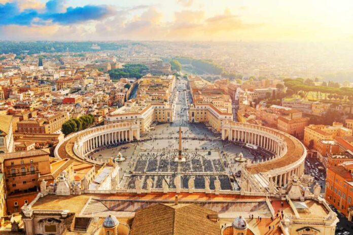Famous,Saint,Peter's,Square,In,Vatican,And,Aerial,View,Of