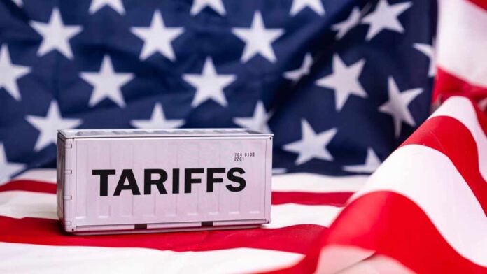 Container,Tariffs,Word,On,Flag,Of,The,United,States,Of