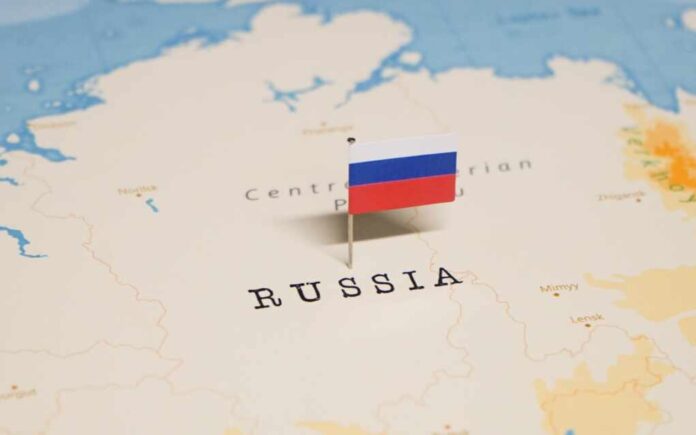 The,Flag,Of,Russia,On,The,World,Map.