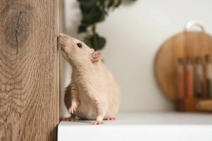 Little,Rat,On,Table,In,Kitchen,,Closeup.,Pest,Control,Concept