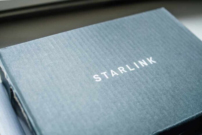 Frankfurt,,Germany,-,28,Jul,2023:,Close-up,Of,Starlink,Logotype