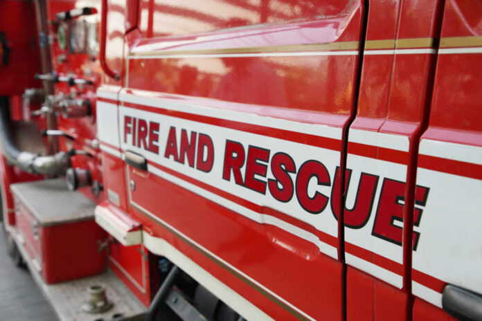 Close-up,On,Fire,And,Rescue,Words,On,The,Red,Fire