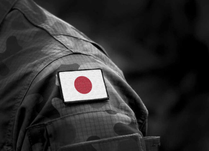 Flag,Of,Japan,On,Military,Uniform.,Army,,Troops,,Soldier,(collage).