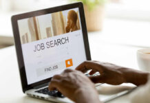 Person using a laptop for job searching