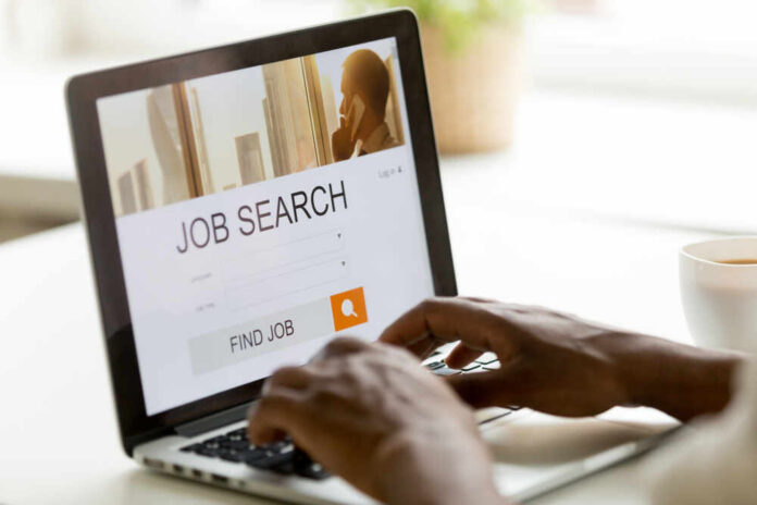 Person using a laptop for job searching