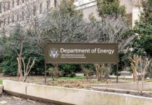Sign for the Department of Energy outside a government building