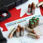A handgun and ammunition placed on a firearms license document