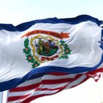 Flag of West Virginia waving in the wind