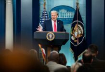 Trump’s Cabinet PURGE — Bondi OUT, More Coming A man speaking at a podium during a press conference at the White House