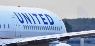 United Airlines Diverts After Shocking Cockpit Lunge Close-up view of a United Airlines airplane wing and engine
