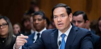 A public official speaking during a Senate hearing