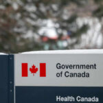 Sign for the Government of Canada featuring the national flag and Health Canada