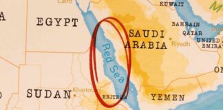 Map highlighting the Red Sea and surrounding countries