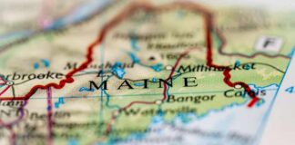 Media Backfire Turbocharges Maine Democrat Close-up view of a map highlighting the state of Maine