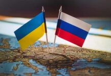 Peace Tease On Trump’s Big Day Ukrainian and Russian flags pinned on a map of Eastern Europe