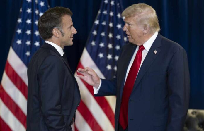 New,York,City,,New,York,,Usa,,September,23,,2025: Two political leaders engaging in conversation with flags in the background