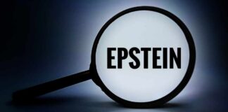 Epstein Footage Mystery Deepens A magnifying glass highlighting the word 'EPSTEIN' against a dark background