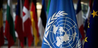Beacon Brawl Erupts at the U.N. United Nations flag among international flags