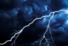 Florida Woman Cheats Death From Lightning Lightning bolts streak across dark storm clouds
