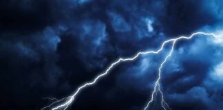 Florida Woman Cheats Death From Lightning Lightning bolts streak across dark storm clouds