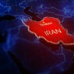 Iran highlighted on a digital map