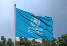Ebola Response Faces New Obstacles Flag of the World Health Organization waving against a blue sky