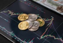 Trump’s Crypto Profits Face Questions Various cryptocurrency coins on a digital trading chart