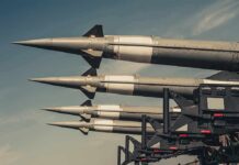 missiles mounted on a launcher