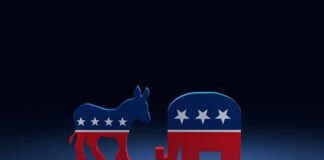 Knife-Fight Primaries Split Both Parties Donkey and elephant symbols facing each other