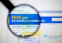 Outbreak Math: Two Deaths, Zero Records Magnifying glass over HHS.gov website header