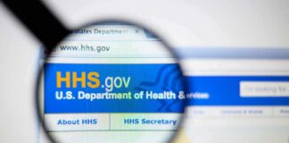 Magnifying glass over HHS.gov website header