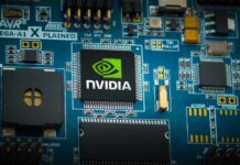 Smuggled AI Rigs Expose Export Control Holes Nvidia chip on a blue circuit board