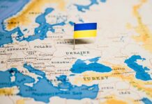 Pricey Air-Defense Push Tests Congress Ukraine flag pin on a map of Eastern Europe