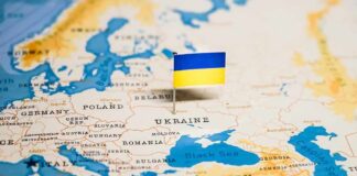 Pricey Air-Defense Push Tests Congress Ukraine flag pin on a map of Eastern Europe