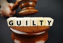 Case SHOCK: Convicted Without a Gun Judge's gavel above blocks spelling guilty