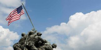 Iconic Marine Statue DECAPITATED Iwo Jima Memorial statue with soldiers raising the American flag