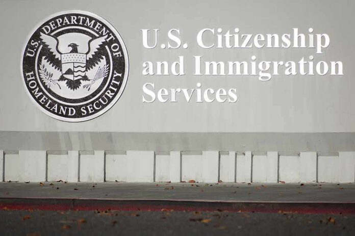 USCIS building sign with DHS seal